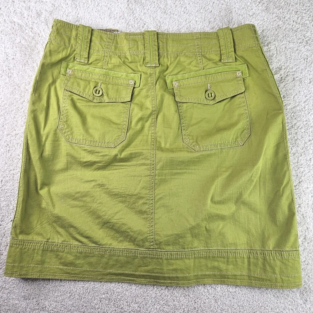 Women's Aventura Earthy Organic Cotton Skirt A-Line Utility Pockets Green Size 6
